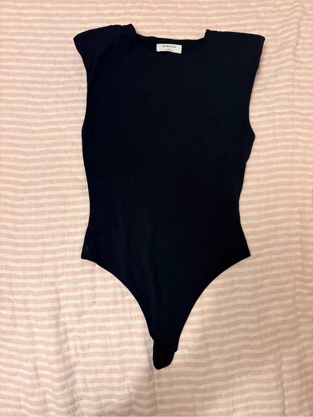 Aritzia Babaton Shoulder Padded Black One-Piece Bodysuit